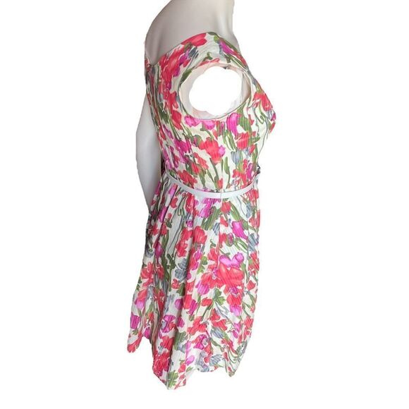 Donna Ricco Short A-Line Dress Sleeveless Vintage Pink Floral Belted Womens 2 - Picture 4 of 12